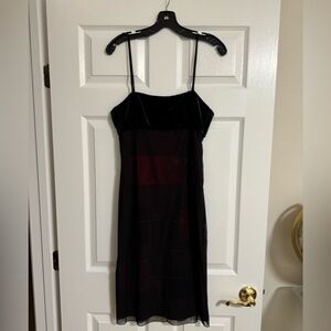 Laundry Shelli Segal Black Red Patchwork Velvet Tulle Cocktail Dress 8